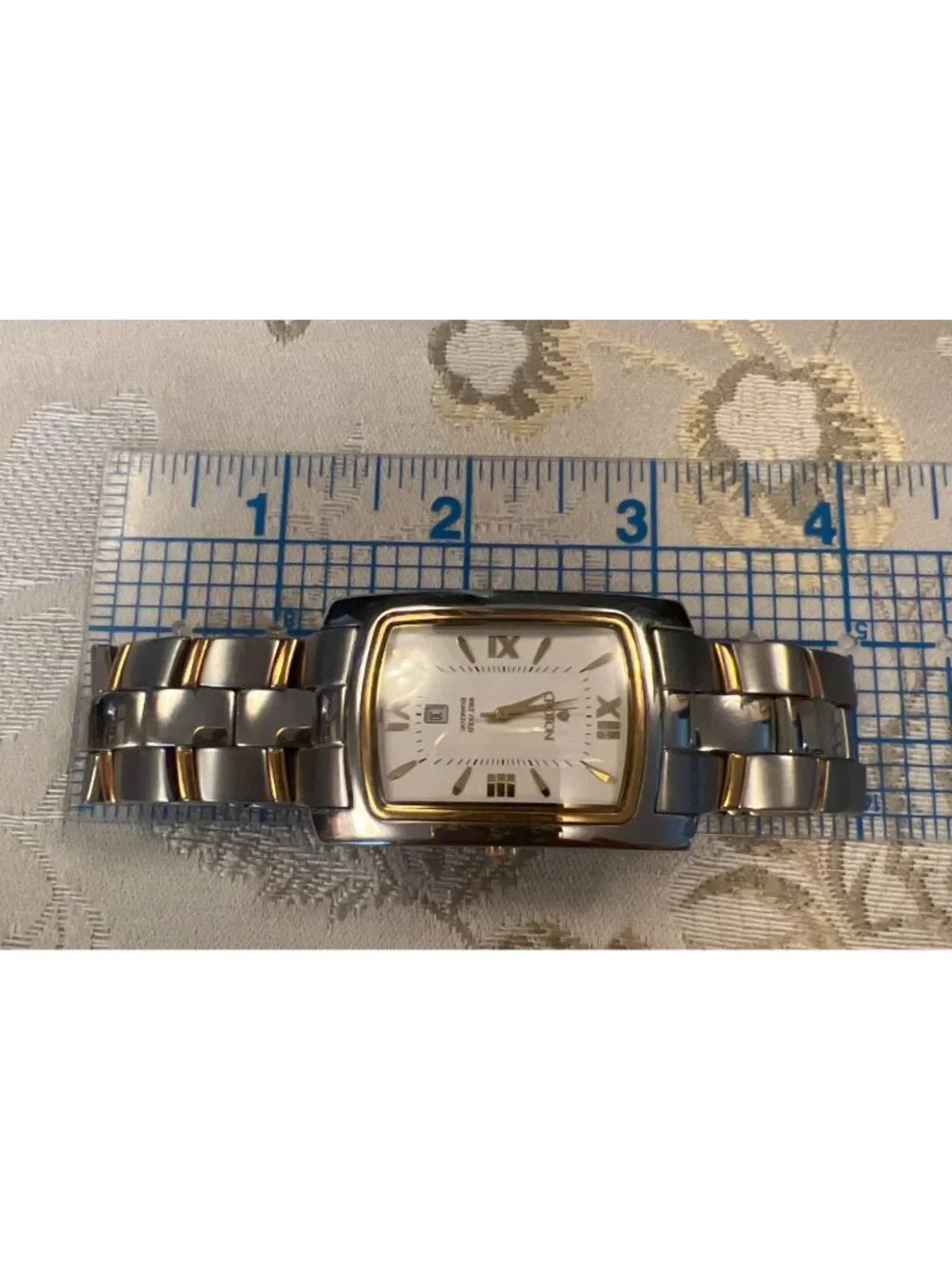 Croton Equator Mens Watch 18K Gold Stainless Swiss Quartz  With Sapphire & Date